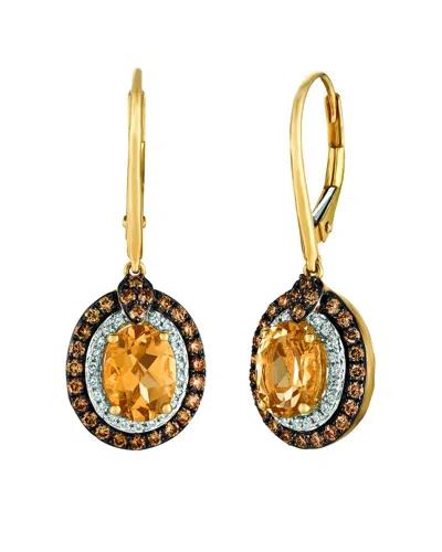 Le Vian Ladies Semi Precious Fashion Earrings In 14k Honey Gold In Yellow
