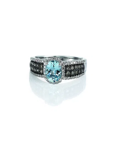 LE VIAN LE VIAN 14K 2.61 CT. TW. DIAMOND & AQUAMARINE RING