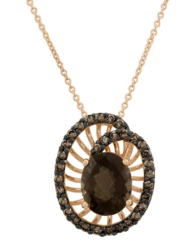 LE VIAN LE VIAN 14K 2.63 CT. TW. DIAMOND & CHOCOLATE QUARTZ PENDANT NECKLACE