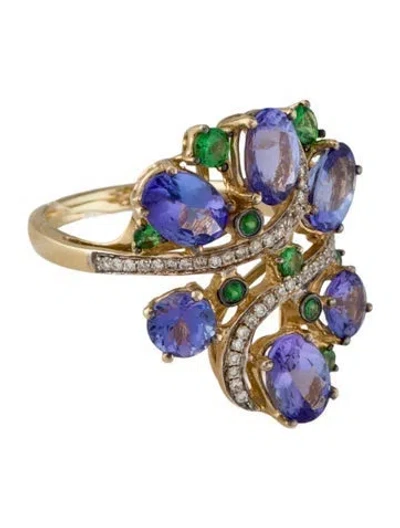 Pre-owned Le Vian 14k 4.04ctw Tanzanite, Tsavorite Garnet & Diamond Cocktail Ring In Multi