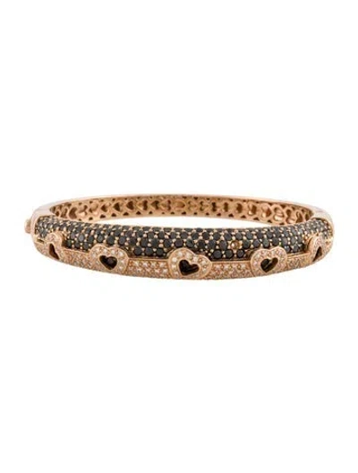 Pre-owned Le Vian 14k 4.35ctw Diamond Heart Hinged Bracelet, 7" In Multi
