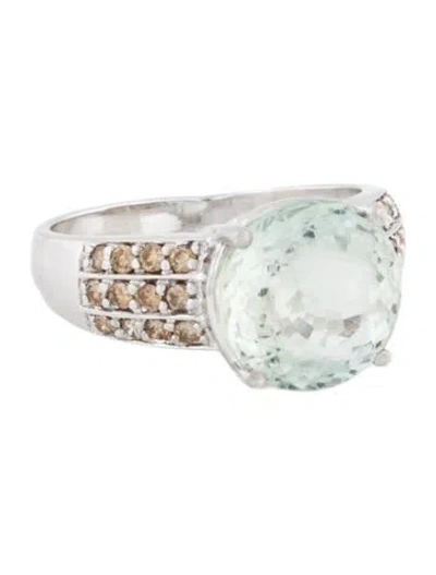 Pre-owned Le Vian 14k 4.93ct Prasiolite & Diamond Cocktail Ring In Multicolor