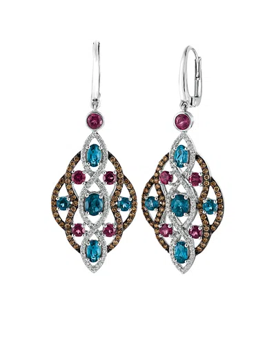 Le Vian 14k 5.11 Ct. Tw. Diamond & Deep Sea Blue Topaz Earrings