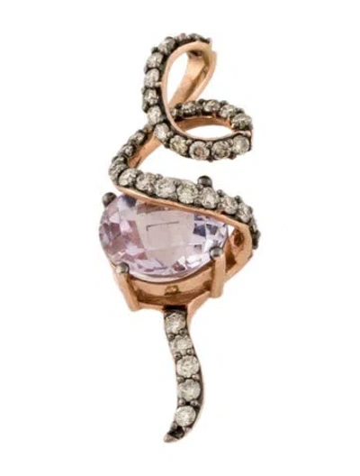 Pre-owned Le Vian 14k Amethyst & Diamond Swirl Pendant, 1.5" In Multi