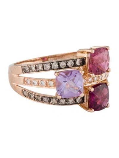 Pre-owned Le Vian 14k Amethyst, Rhodolite & Tourmaline Cocktail Ring In Multi