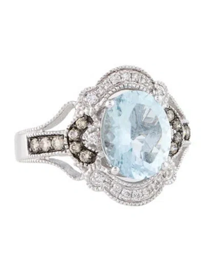 Pre-owned Le Vian 14k Aquamarine & Diamond Cocktail Ring In Multi