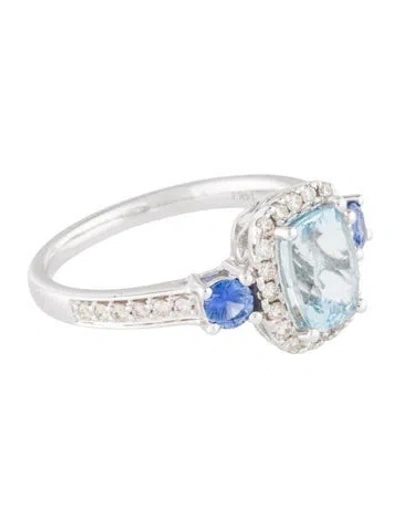 Pre-owned Le Vian 14k Aquamarine, Sapphire And Diamond Cocktail Ring In Multi