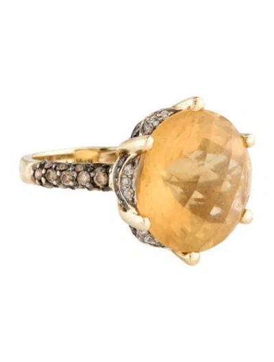 Pre-owned Le Vian 14k Citrine & Diamond Cocktail Ring In Multi