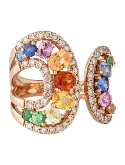 Pre-owned Le Vian 14k Diamond & Multistone Open Cocktail Ring In Multicolor