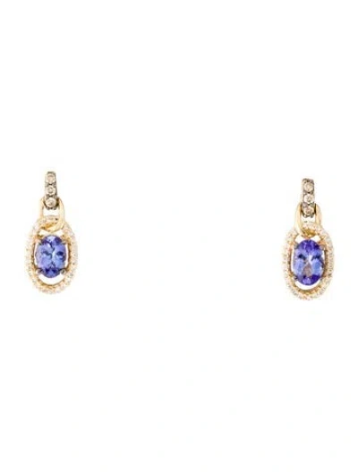 Pre-owned Le Vian 14k Diamond & Tanzanite Drop Earrings In Multi