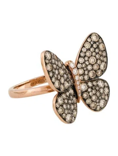 Pre-owned Le Vian 14k Diamond Butterfly Ring In Multi