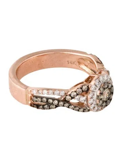 Pre-owned Le Vian 14k Diamond Chocolatier Halo Crossover Diamond Cocktail Ring In Multi