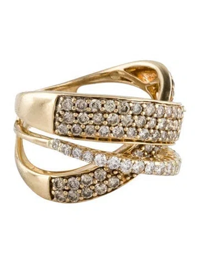 Pre-owned Le Vian 14k Diamond Cross Over Cocktail Ring In Multi