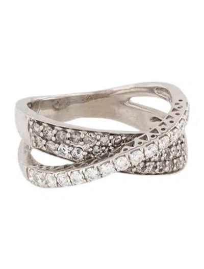 Pre-owned Le Vian 14k Diamond Crossover Band Ring In Multi