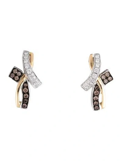 Pre-owned Le Vian 14k Diamond Crossover Drop Earrings In Multicolor