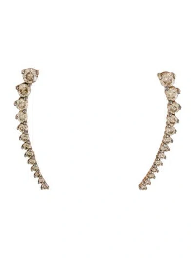 Pre-owned Le Vian 14k Diamond Ear Climber Earrings In Brown
