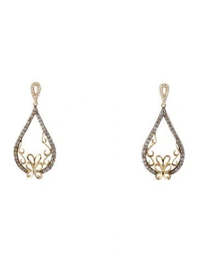 Pre-owned Le Vian 14k Diamond Filigree Drop Earrings In Multi