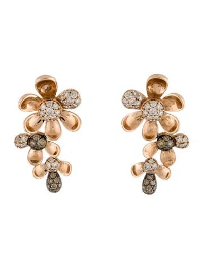 Pre-owned Le Vian 14k Diamond Flower Earrings In Multi