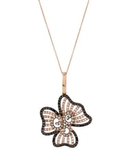 Pre-owned Le Vian 14k Diamond Flower Pendant, 20" In Multicolor