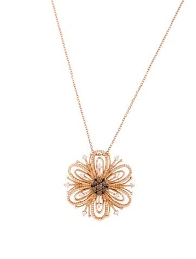 Pre-owned Le Vian 14k Diamond Flower Pendant Necklace, 18" In Multicolor