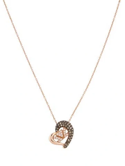 Pre-owned Le Vian 14k Diamond Heart Pendant Necklace, 18" In Multicolor