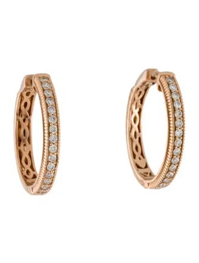 Pre-owned Le Vian 14k Diamond Hoop Earrings In Multi