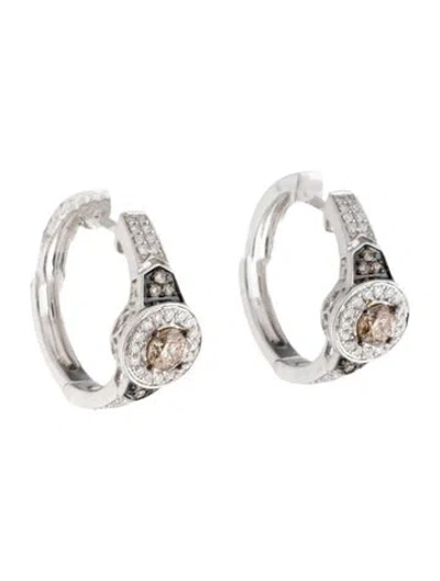 Pre-owned Le Vian 14k Diamond Hoop Earrings In Multicolor