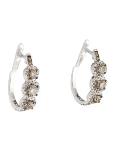 Pre-owned Le Vian 14k Diamond Hoop Earrings In Multicolor