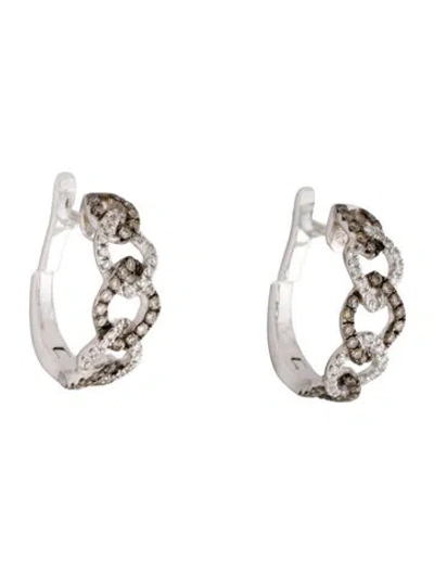 Pre-owned Le Vian 14k Diamond Link Hoop Earrings In Multicolor