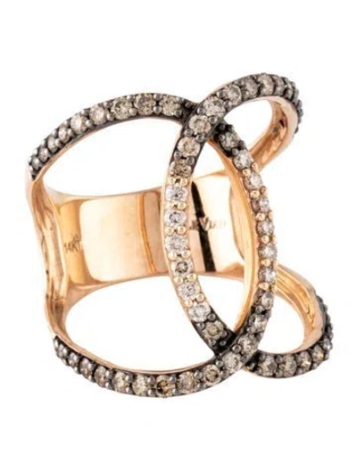 Pre-owned Le Vian 14k Diamond Nude Open Cross-over Venn Ring In Multicolor