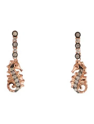 Pre-owned Le Vian 14k Diamond Seahorse Drop Earrings In Multi