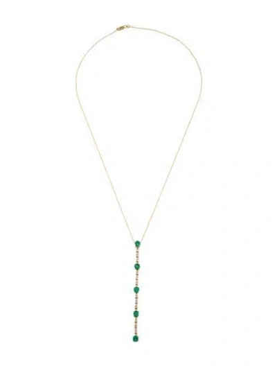 Pre-owned Le Vian 14k Emerald & Diamond Lavalier Necklace, 18" In Multicolor