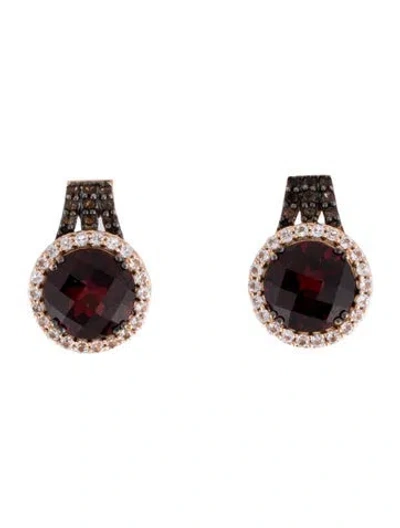 Pre-owned Le Vian 14k Garnet, Topaz & Smoky Quartz Stud Earrings In Multi