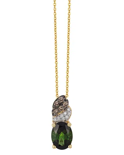 Le Vian 14k Green Gold 1.20 Ct. Tw. Diamond & Green Tourmaline Pendant Necklace