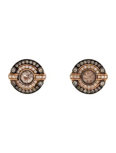 Pre-owned Le Vian 14k Morganite & Diamond Disc Stud Earrings In Multi