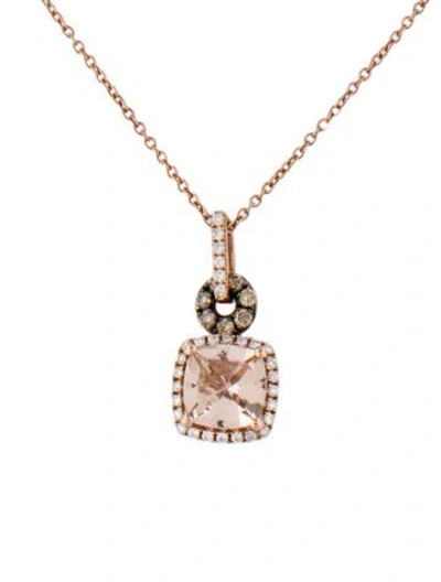 Pre-owned Le Vian 14k Morganite & Diamond Pendant Necklace, 18.25" In Multi