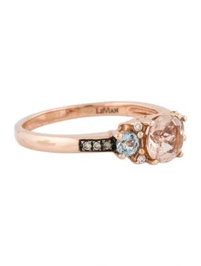 Pre-owned Le Vian 14k Morganite, Aquamarine & Diamond Cocktail Ring In Multi