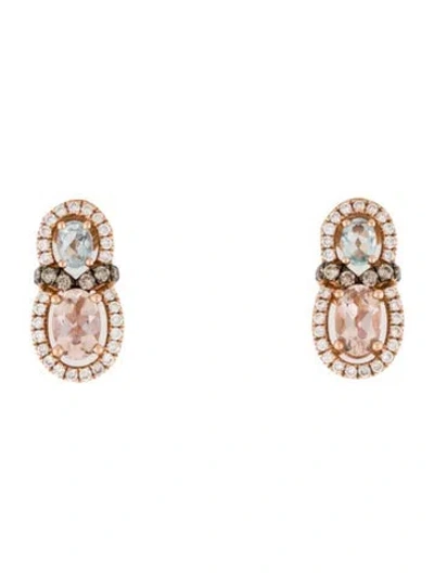 Pre-owned Le Vian 14k Morganite, Aquamarine & Diamond Stud Earrings In Multi
