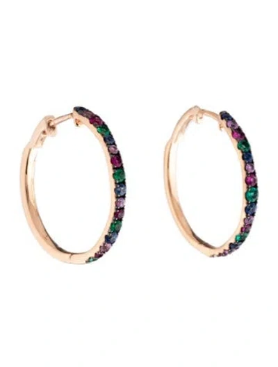 Pre-owned Le Vian 14k Multistone Hoop Earrings In Multicolor