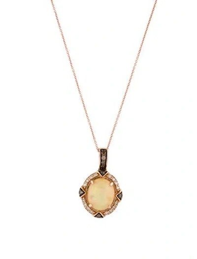 Pre-owned Le Vian 14k Opal & Diamond Pendant Necklace, 20" In Multicolor