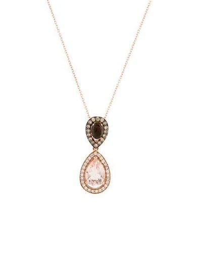 Pre-owned Le Vian 14k Opal, Morganite, & Diamond Pendant Necklace, 18" In Multi