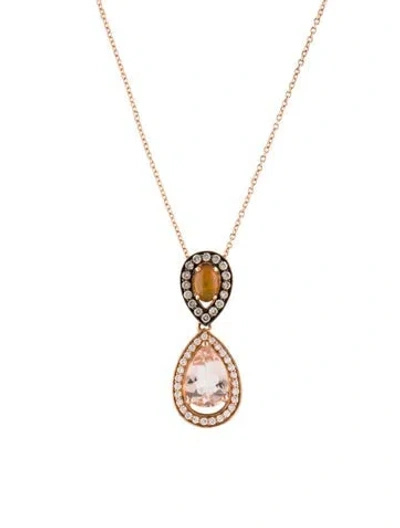 Pre-owned Le Vian 14k Opal, Morganite, & Diamond Pendant Necklace, 18" In Multi