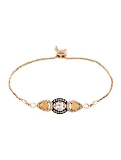 Pre-owned Le Vian 14k Opal, Morganite, & Diamond Station Bracelet, 8.75" In Multi