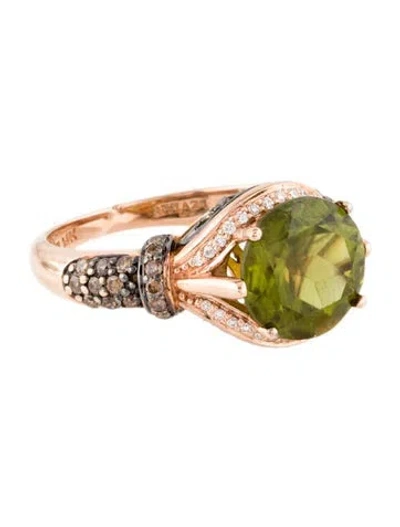 Pre-owned Le Vian 14k Peridot & Diamond Cocktail Ring In Multi