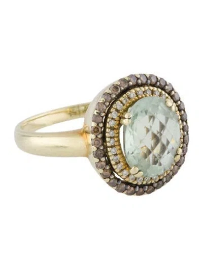 Pre-owned Le Vian 14k Prasiolite & Diamond Cocktail Ring In Multi