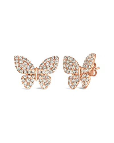 Le Vian 14k R/g Earr 2.01 Dia In Pink
