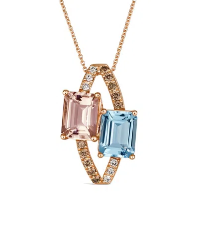 Le Vian 14k R/g Pend 0.27 Dia 3.65 Aq, Mg |h,e| In Multi