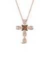 Le Vian Chocolate Diamond & Nude Diamond Cross Adjustable 20" Pendant Necklace (3/8 Ct. T.w.) In 14k Rose Go In Multi