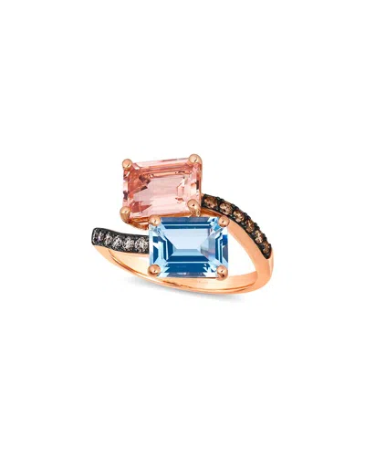 Le Vian 14k R/g Ring 0.22 Dia 3.65 Aq, Mg |h,e| In Gold
