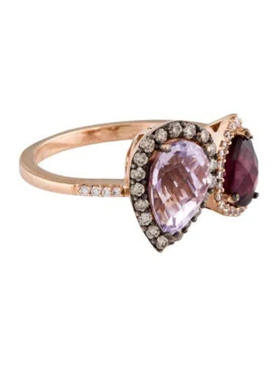 Pre-owned Le Vian 14k Rhodolite, Amethyst & Diamond Cocktail Ring In Multi